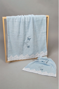 Asciugamani in spugna 100% cotone colore celeste cielo
