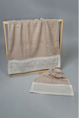 Set asciugamani in spugna 100% cotone colore beige
